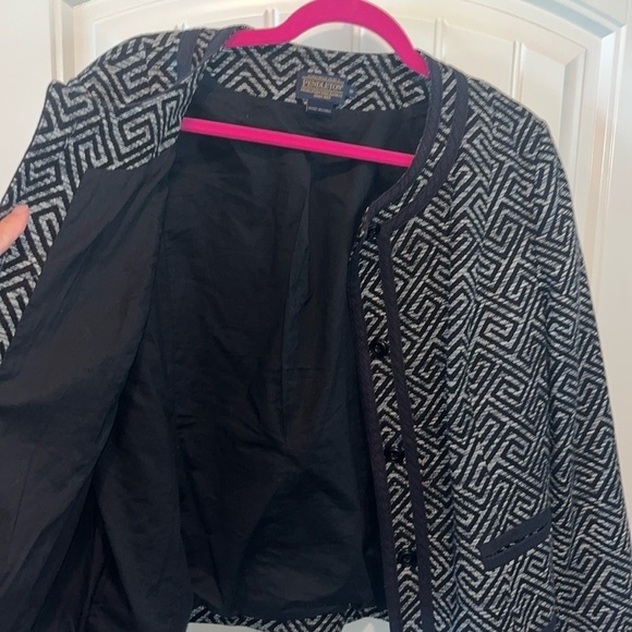 Pendleton 100% cotton all over geometric work career professional blazer size 16 - Picture 5 of 13